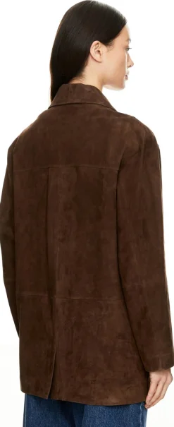 Lamm-Velourslederjacke 'Sendy' Dunkelbraun