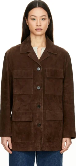 Lamm-Velourslederjacke 'Sendy' Dunkelbraun