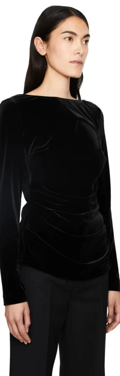 Langarmshirt aus Samt Schwarz