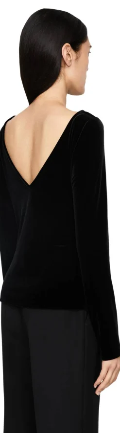 Langarmshirt aus Samt Schwarz
