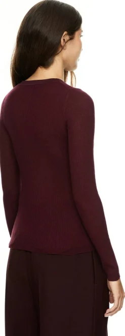 Langarmshirt aus Wolle mit Logo-Stickerei Bordeaux