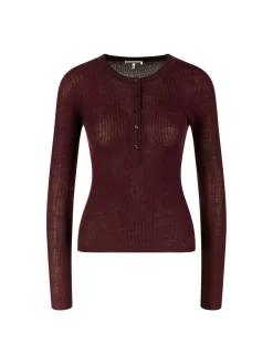 Langarmshirt aus Wolle mit Logo-Stickerei Bordeaux