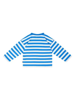 Langarmshirt mit Earth-Patch Blau/Crème
