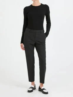 Langarmshirt mit Stickerei Schwarz