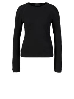 Langarmshirt mit Stickerei Schwarz
