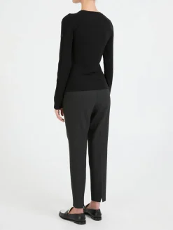 Langarmshirt mit Stickerei Schwarz