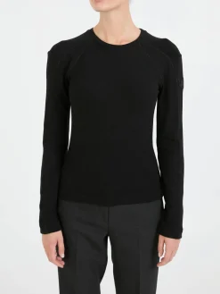 Langarmshirt mit Stickerei Schwarz