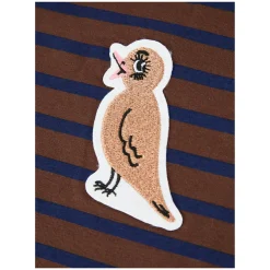 Langarmshirt 'Stripe Bird Patch' Braun