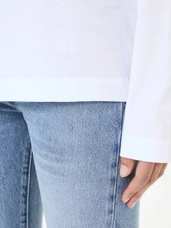Langarmshirt Weiß/Rot