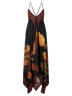 Langes bedrucktes Twillkleid Multi