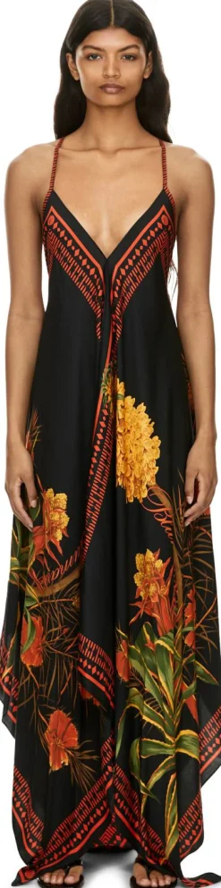 Langes bedrucktes Twillkleid Multi