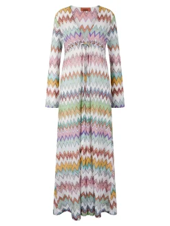 Lange Strickjacke mit Dégradé-Zickzack-Muster Multi