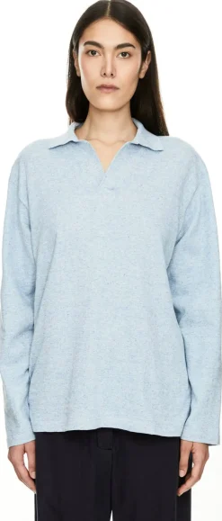 Langärmeliges Poloshirt 'Niosa' Hellblau