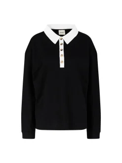 Langärmliges Poloshirt Schwarz