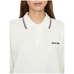 Langärmliges Poloshirt Weiß