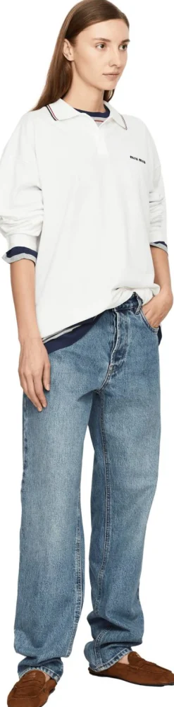 Langärmliges Poloshirt Weiß