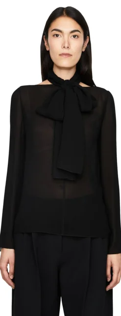 Lavallière Bluse 'Bow' Schwarz