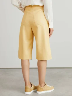 Leder-Bermuda Gelb