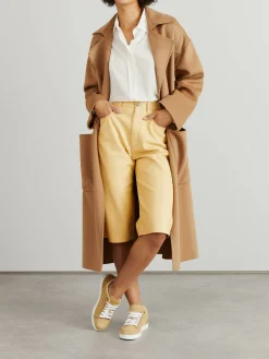 Leder-Bermuda Gelb