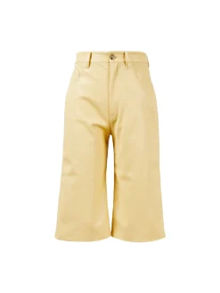 Leder-Bermuda Gelb