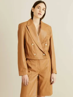 Leder-Blazer 'Kadmat' Caramel