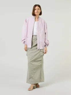 Leder-Bomberjacke Pink