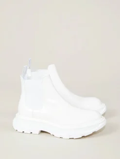 Leder-Boots mit breiter Sohle Weiß
