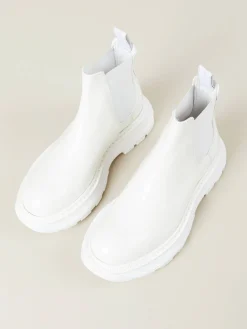 Leder-Boots mit breiter Sohle Weiß