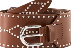 Ledergürtel 'Lucie' mit Nieten Cognac