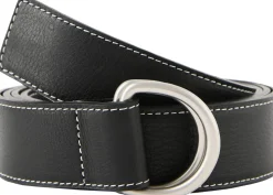 Ledergürtel mit D-Ring-Schnalle Schwarz