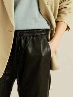 Lederhose 'Amari' mit elastischem Bund Schwarz