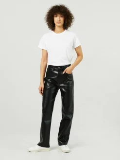 Lederhose 'Recycled leather 90's pinch waist' Schwarz