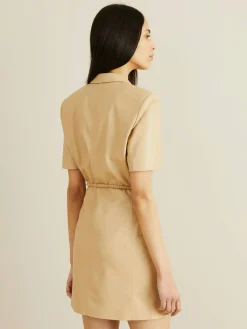 Lederimitat-Kleid 'Anco' Beige