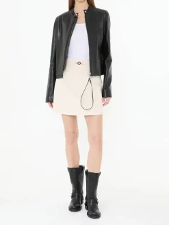 Lederjacke mit AC-Logo Schwarz