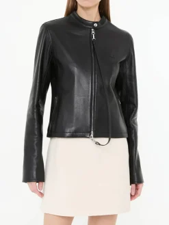 Lederjacke mit AC-Logo Schwarz