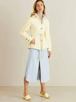 Lederjacke 'Tobias mit Kordelzug Hellgelb