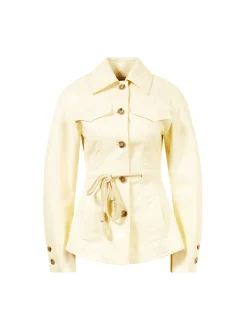 Lederjacke 'Tobias mit Kordelzug Hellgelb