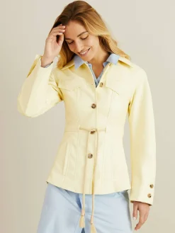 Lederjacke 'Tobias mit Kordelzug Hellgelb