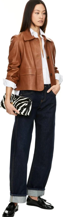 Lederjacke 'Vintage Vegetal' Cognac