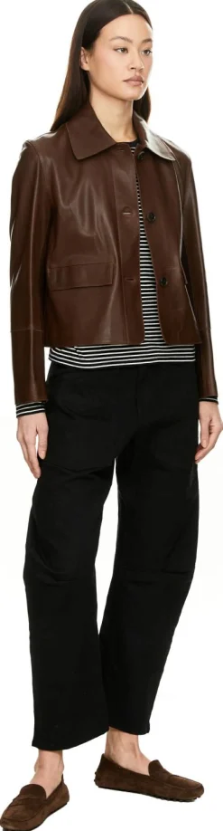 Lederjacke 'Vintage Vegetal' Dunkelbraun