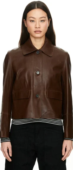 Lederjacke 'Vintage Vegetal' Dunkelbraun