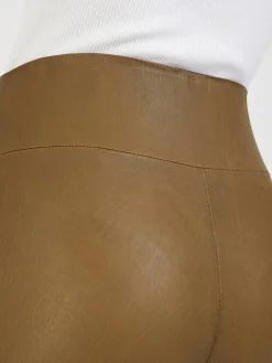 Lederleggings 'Crop Flare' Khaki