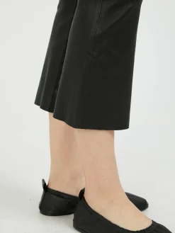 Lederleggings 'Crop Flare' Schwarz