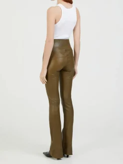 Lederleggings 'Micro Flare' Braun