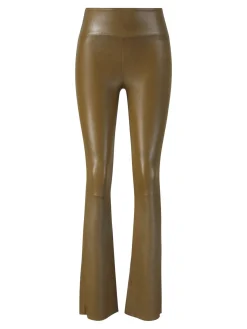 Lederleggings 'Micro Flare' Braun