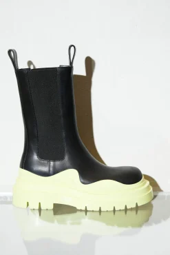 Lederstiefel 'BV Tire' Schwarz/Seagrass