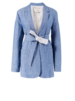 Leinenblazer mit Gürtel Blau