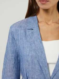 Leinenblazer mit Gürtel Blau