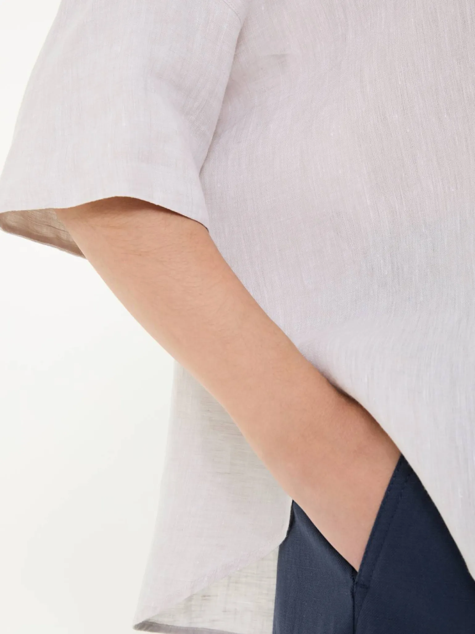 Leinenbluse 'Boxy Round' Beige