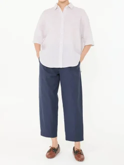 Leinenbluse 'Boxy Round' Beige